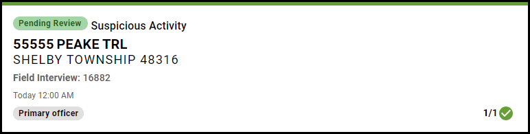 An image of a report card on from the Home page with a status of Pending Review.